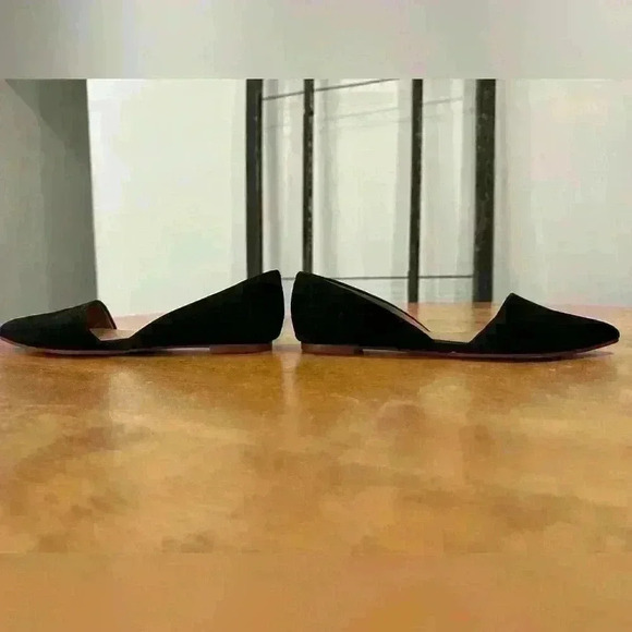 J Crew black suede leather d’orsay flat slip on shoes sz 7 - Picture 1 of 5